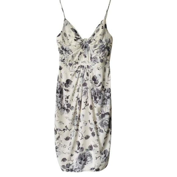 New with Tags Zimmermann Gathered Silk Floral Dress Size Medium White & Gray - Picture 2 of 4